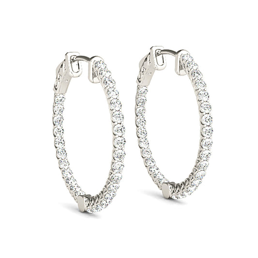 2.00 ctw Diamond Hoop Earrings Inside-Out Style