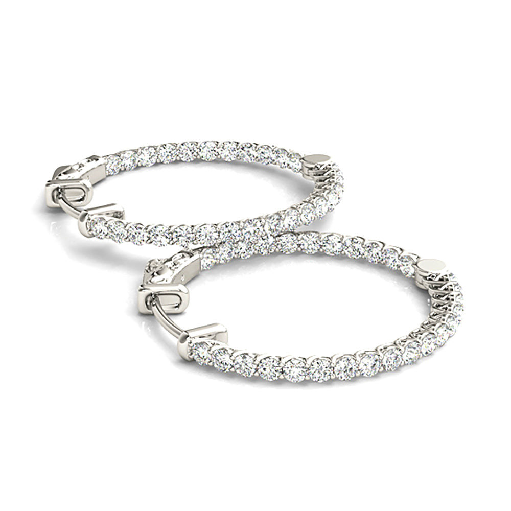 2.00 ctw Diamond Hoop Earrings Inside-Out Style - 14K Yellow Gold - E-F Color VS1-VS2 Clarity