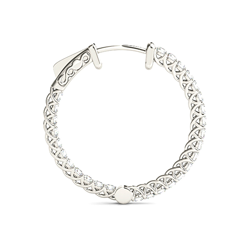 2.00 ctw Diamond Hoop Earrings Inside-Out Style - 14K White Gold - G-H Color SI1-SI2 Clarity