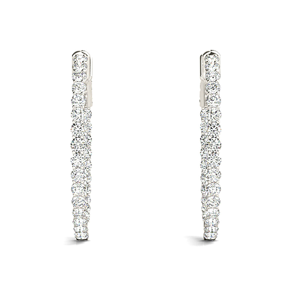 2.00 ctw Diamond Hoop Earrings Inside-Out Style - 14K Yellow Gold - G-H Color SI1-SI2 Clarity
