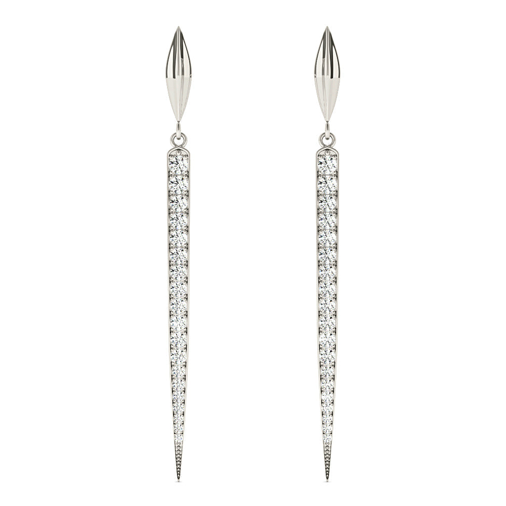 1.25 ctw Diamond Linear Drop Earrings - 18K White Gold