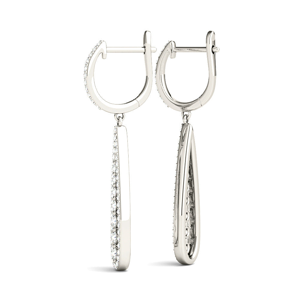 0.75 ctw Diamond Modern Tear Drop Shape Earrings - 14K Rose Gold