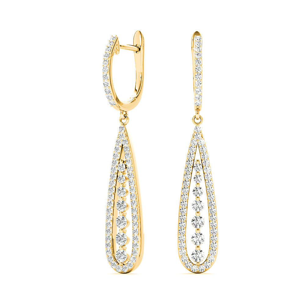 0.75 ctw Diamond Modern Tear Drop Shape Earrings - 18K Rose Gold