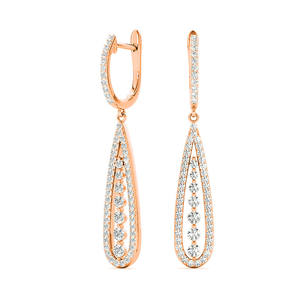 0.75 ctw Diamond Modern Tear Drop Shape Earrings - Platinum 950