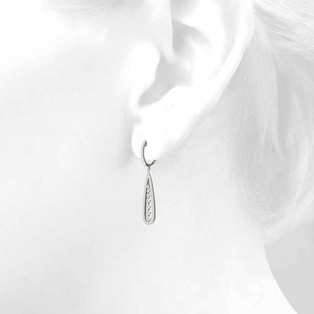 0.75 ctw Diamond Modern Tear Drop Shape Earrings - 14K Yellow Gold