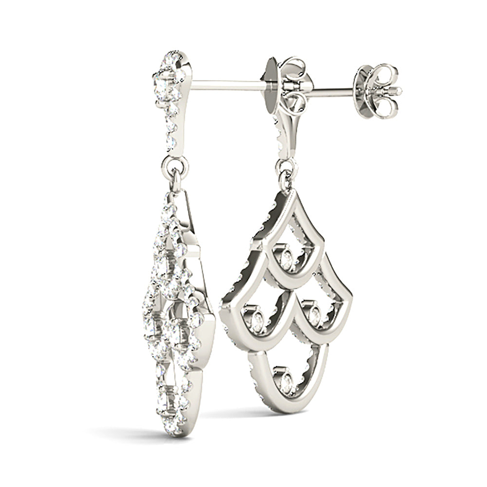 1.00 ctw Diamond Drop Earrings Modern Cocktail Style - 14K Rose Gold