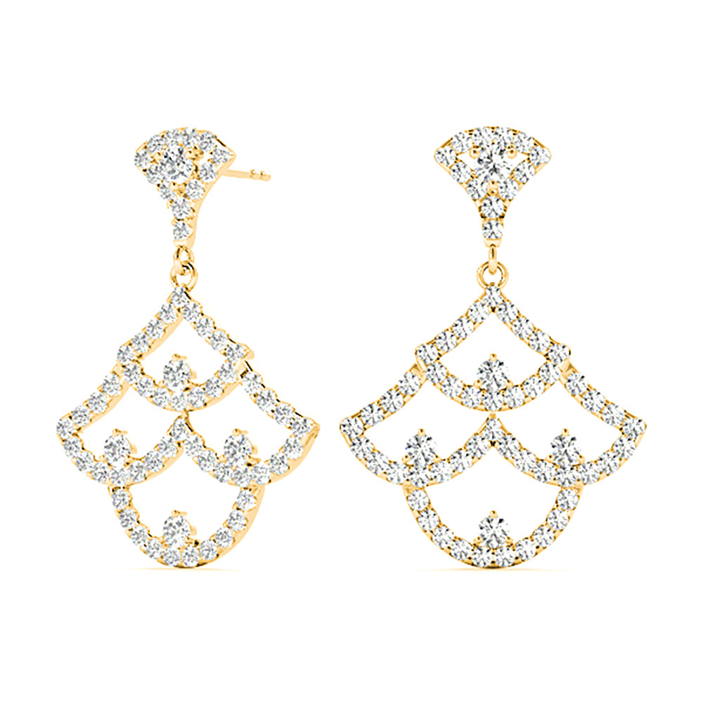 1.00 ctw Diamond Drop Earrings Modern Cocktail Style - 18K Rose Gold