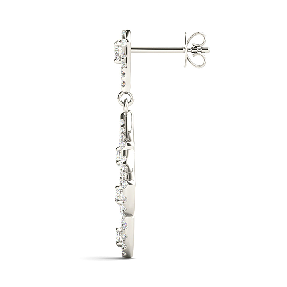 1.00 ctw Diamond Drop Earrings Modern Cocktail Style - 18K Yellow Gold