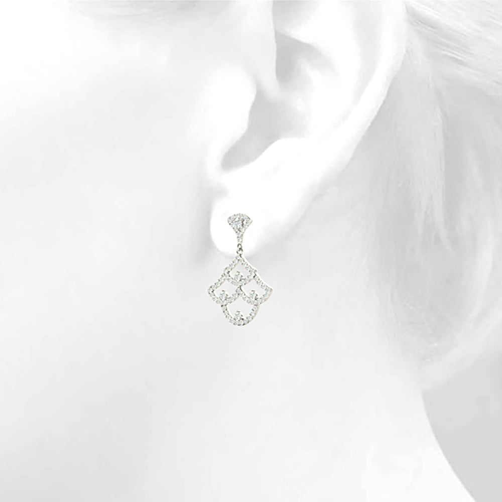 1.00 ctw Diamond Drop Earrings Modern Cocktail Style - 14K Yellow Gold