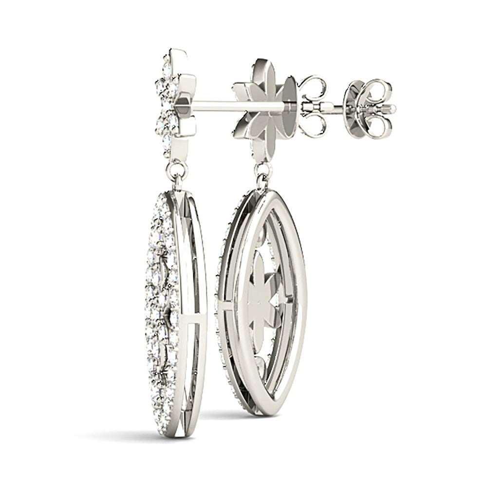 0.50 ctw Diamond Drop Flower Earrings - 14K Rose Gold