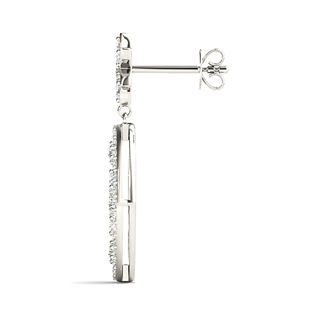 0.50 ctw Diamond Drop Flower Earrings - 18K Yellow Gold