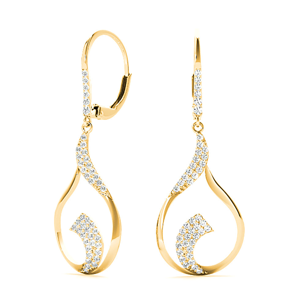 0.45 ctw Diamond Drop Earrings Modern Cocktail Style - 18K Rose Gold