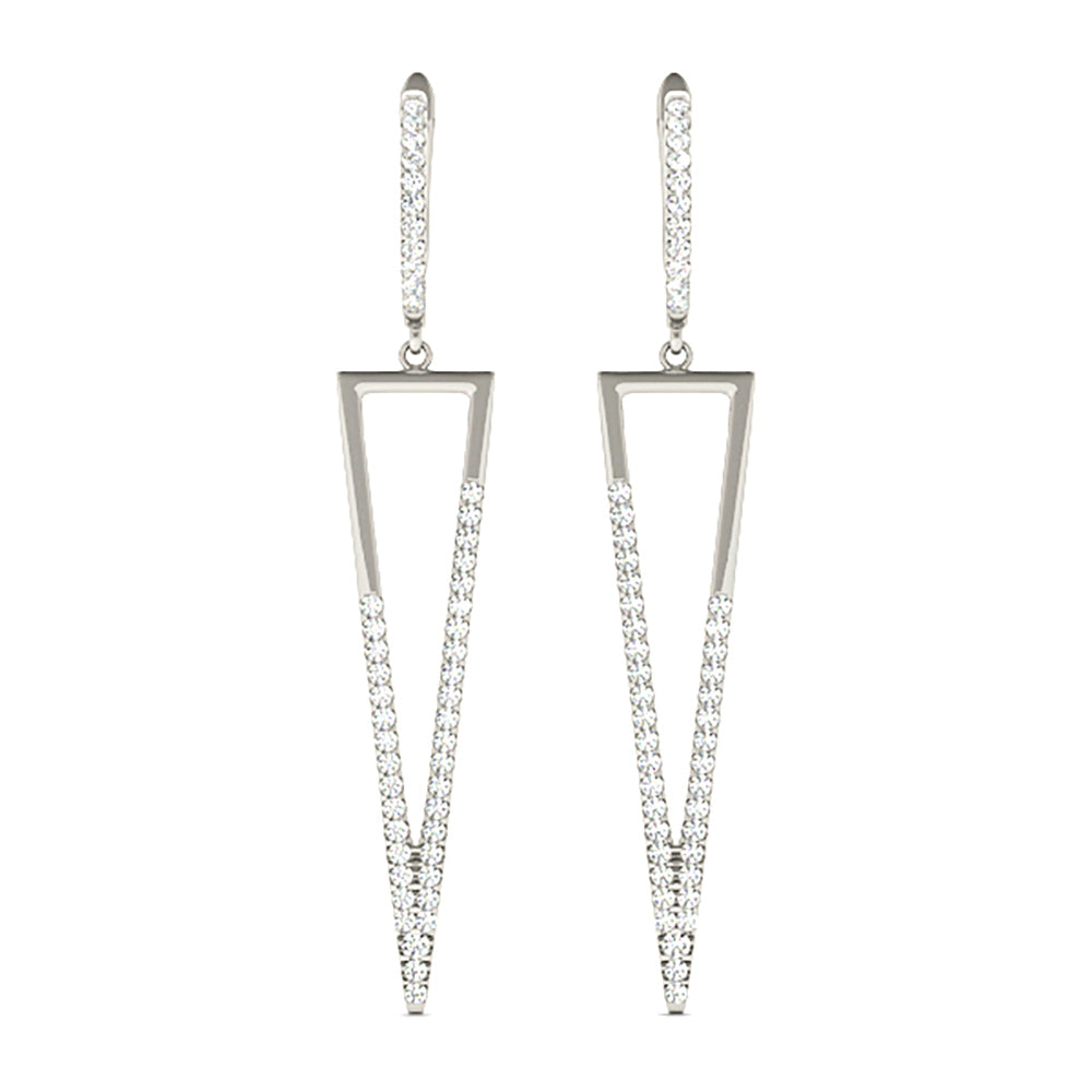 0.62 ctw Diamond Drop Modern Earrings - 18K White Gold