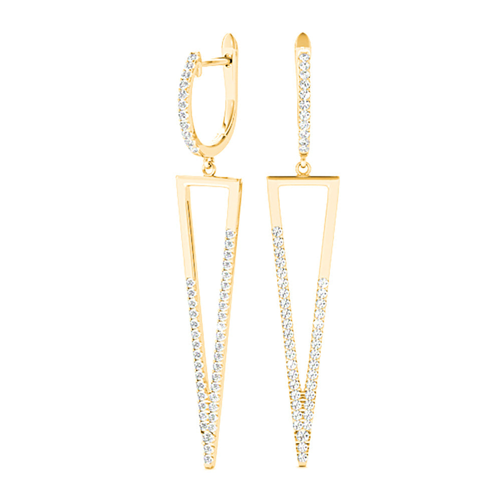 0.62 ctw Diamond Drop Modern Earrings - 18K Rose Gold