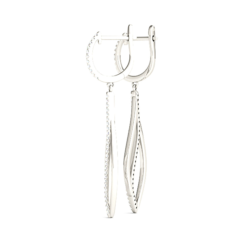 0.40 ctw Diamond Tear Drop Earrings Cocktail Style - 14K Rose Gold