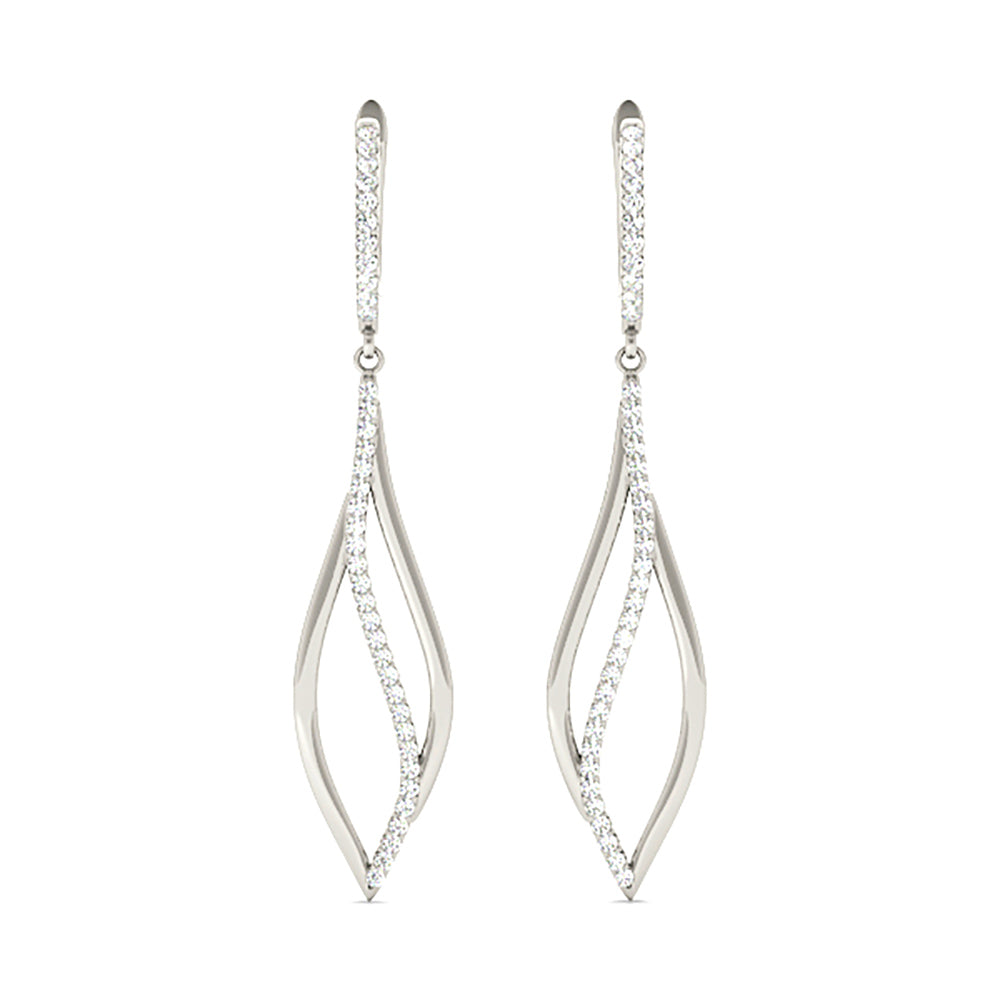 0.40 ctw Diamond Tear Drop Earrings Cocktail Style - 18K White Gold