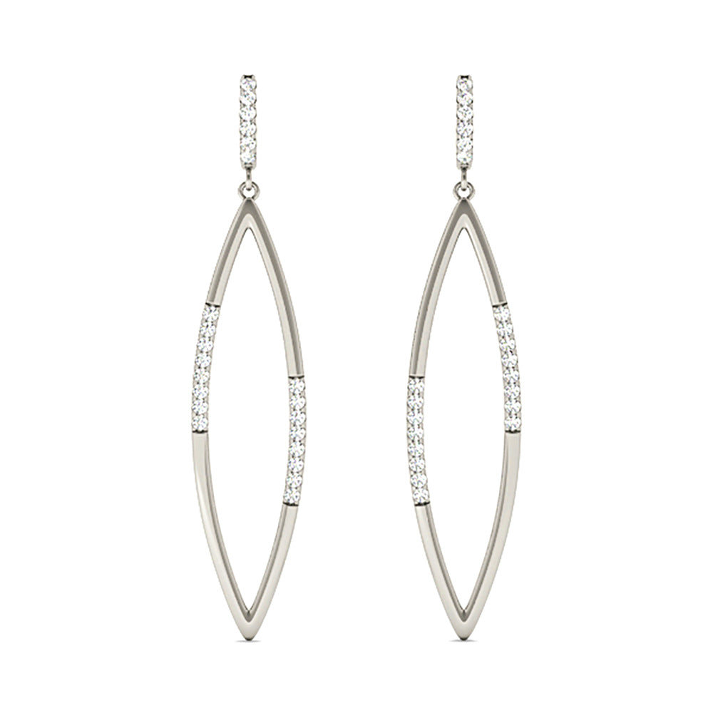 0.20 ctw Diamond Linear Drop Earrings - 18K White Gold