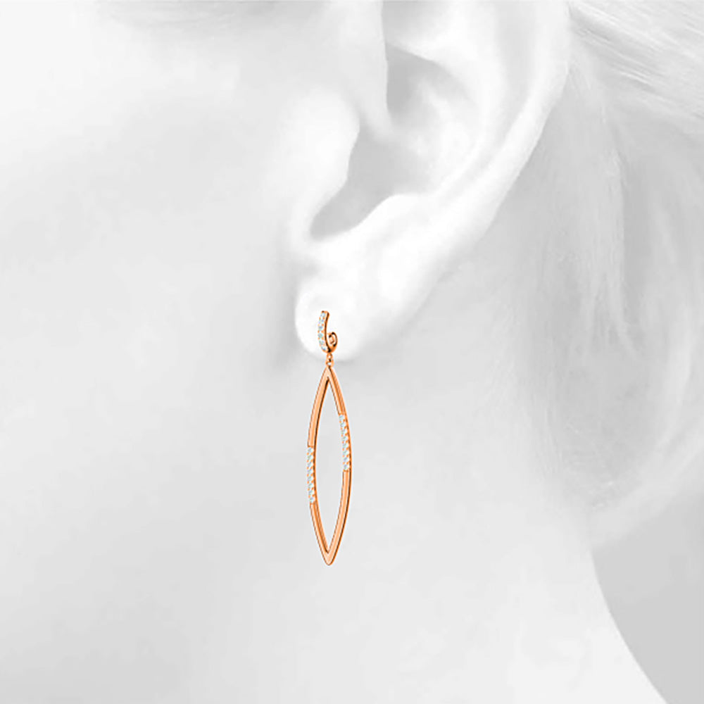 0.40 ctw Diamond Tear Drop Earrings Cocktail Style - 18K Rose Gold