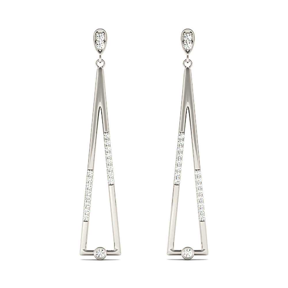 0.25 ctw Diamond Modern Drop Earrings - 18K White Gold