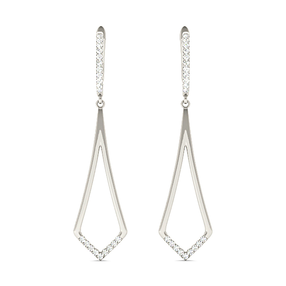 0.20 ctw Diamond Modern Drop Earrings - 18K White Gold