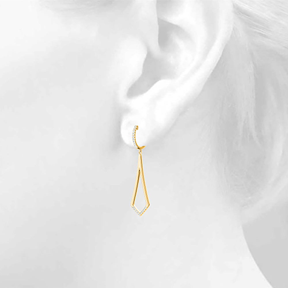 0.20 ctw Diamond Modern Drop Earrings - 14K Yellow Gold