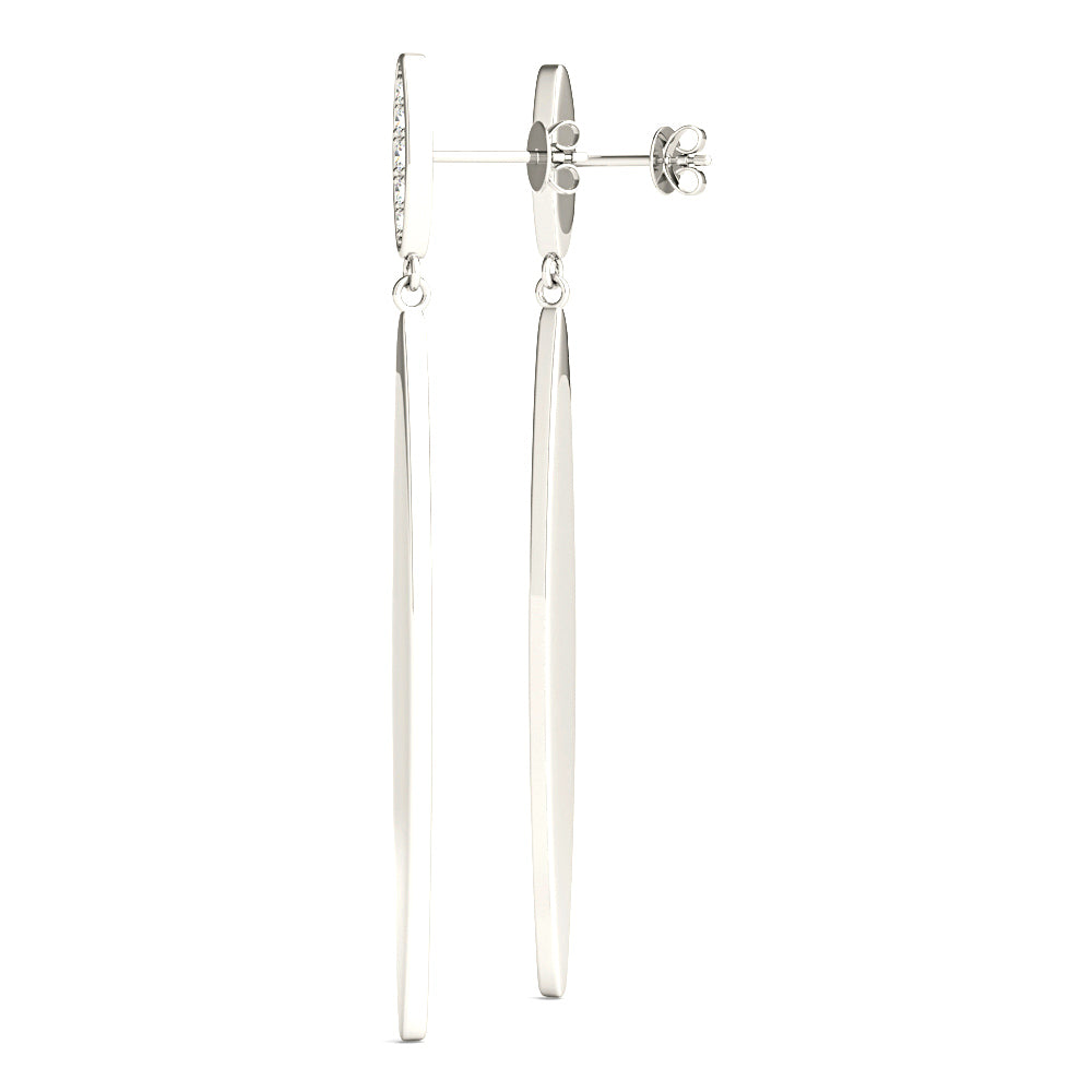 0.14 ctw Diamond Linear  Drop Earrings - 14K Rose Gold