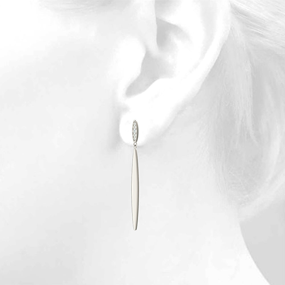 0.14 ctw Diamond Linear  Drop Earrings - 14K Yellow Gold
