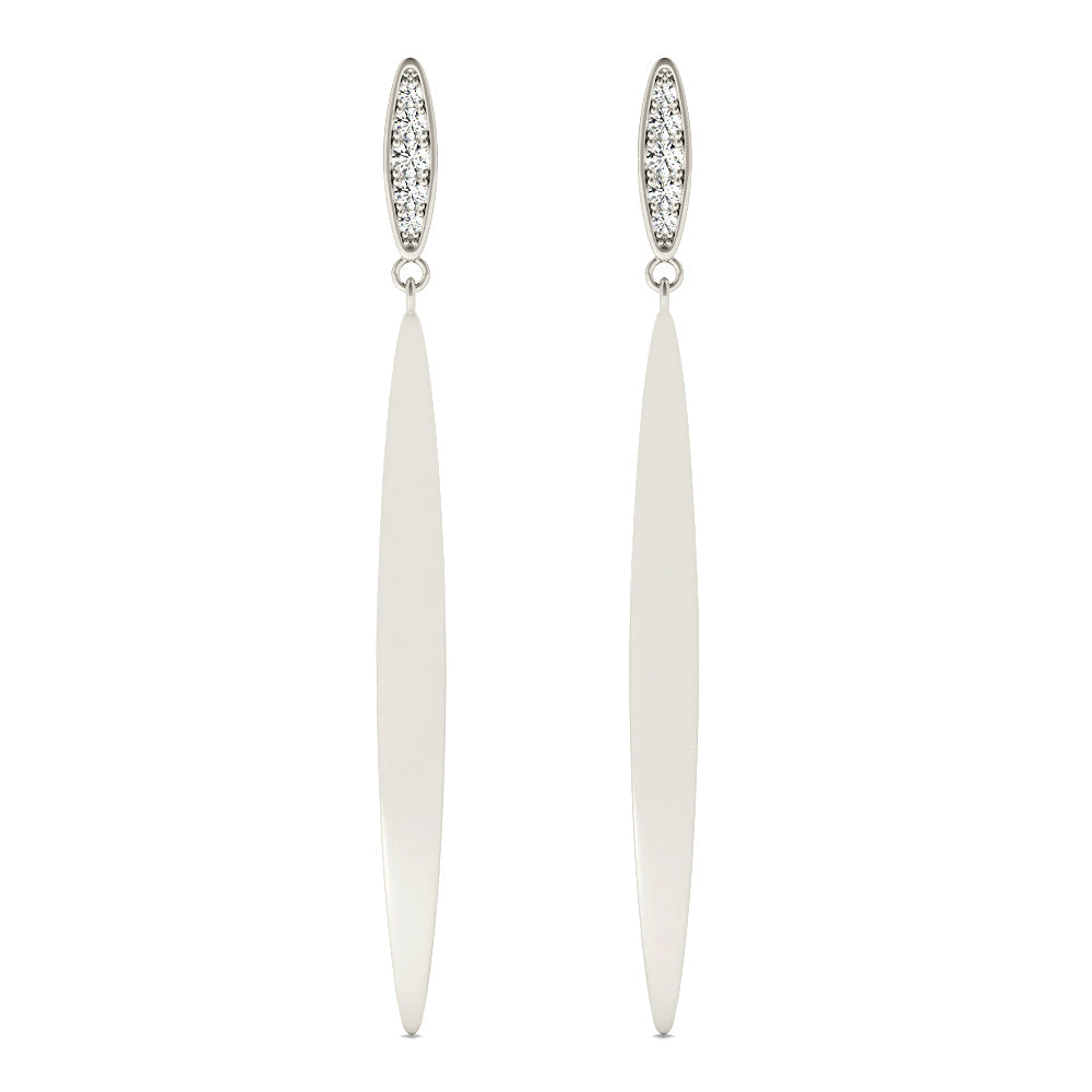 0.14 ctw Diamond Linear  Drop Earrings - 18K White Gold