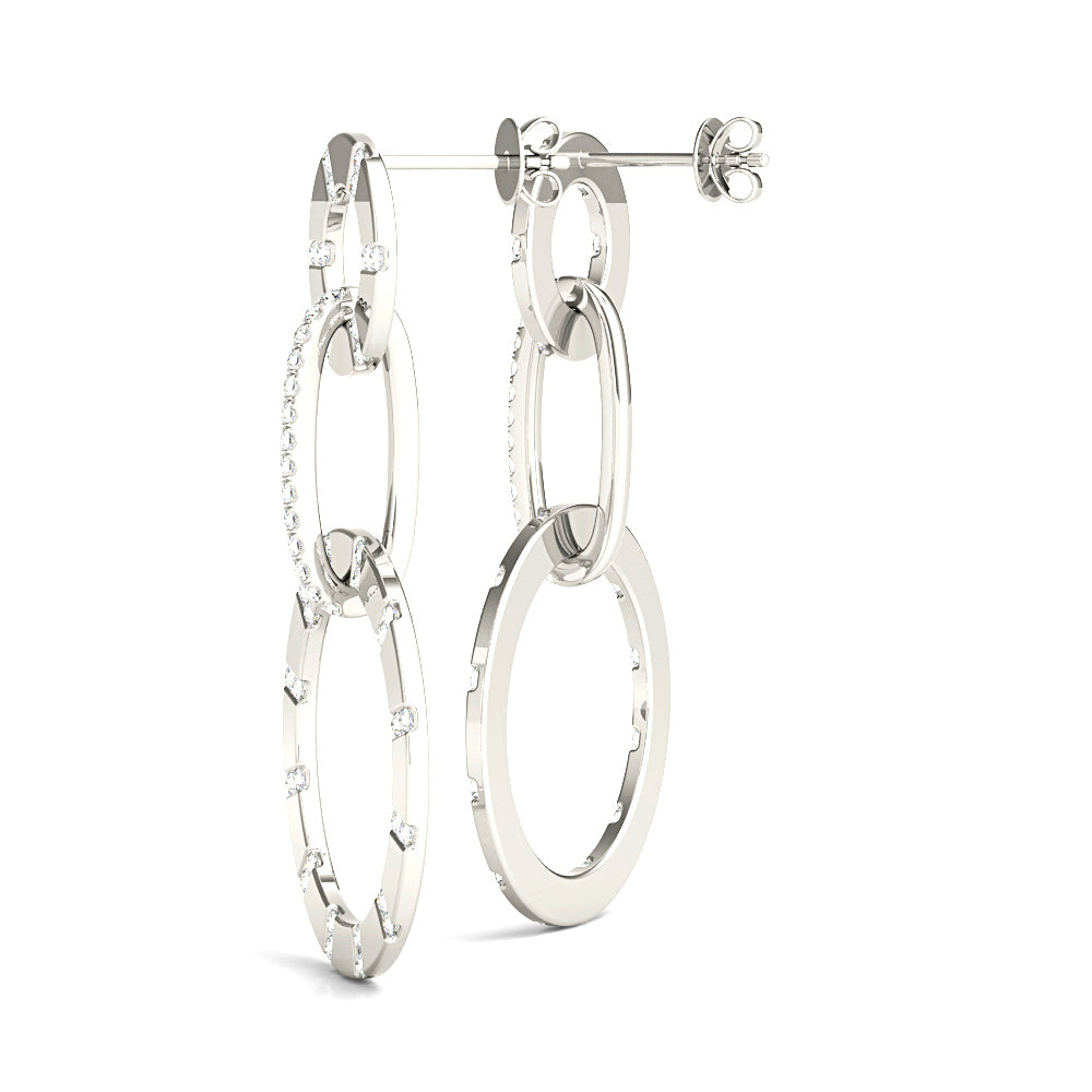 1.00 ctw Diamond Circle Drop Earrings - 14K Rose Gold