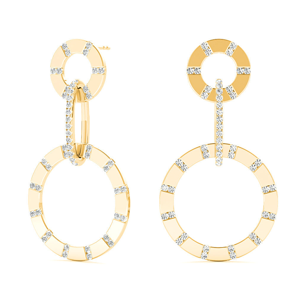 1.00 ctw Diamond Circle Drop Earrings - 18K Rose Gold
