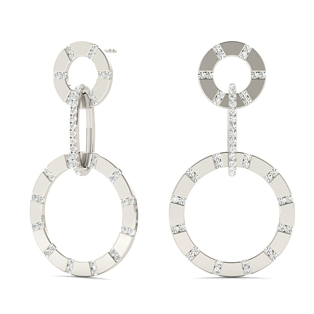 1.00 ctw Diamond Circle Drop Earrings