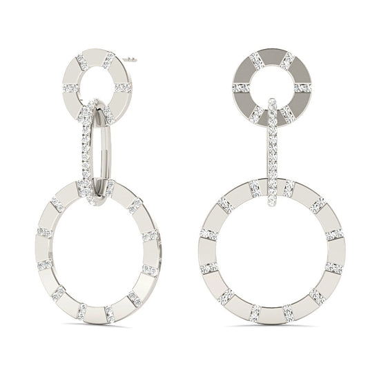 1.00 ctw Diamond Circle Drop Earrings