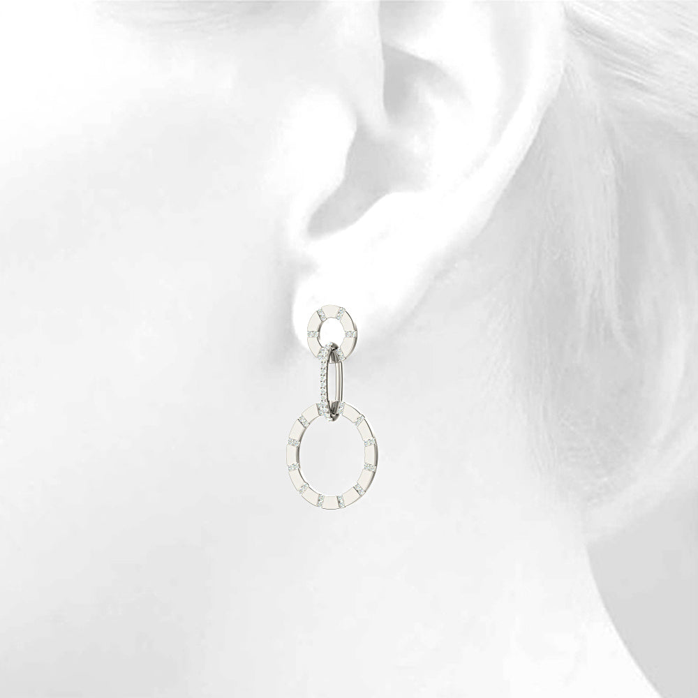 1.00 ctw Diamond Circle Drop Earrings - 14K Yellow Gold