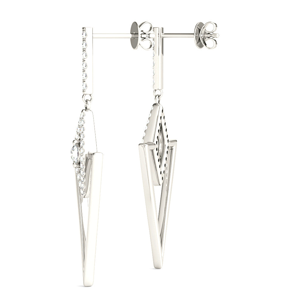 0.50 ctw Diamond Drop Earrings Modern Cocktail Style - 14K Rose Gold