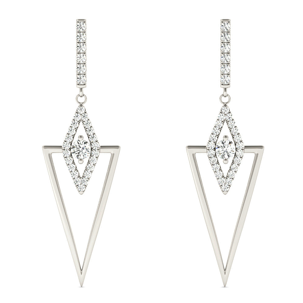 0.50 ctw Diamond Drop Earrings Modern Cocktail Style - 18K White Gold