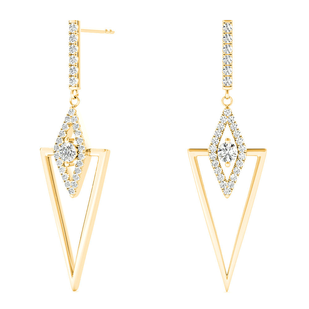 0.50 ctw Diamond Drop Earrings Modern Cocktail Style - 18K Rose Gold