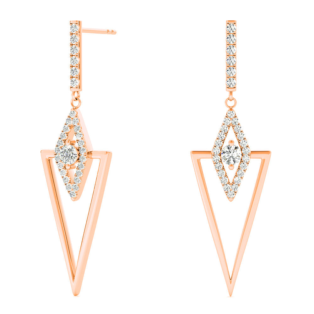 0.50 ctw Diamond Drop Earrings Modern Cocktail Style - Platinum 950