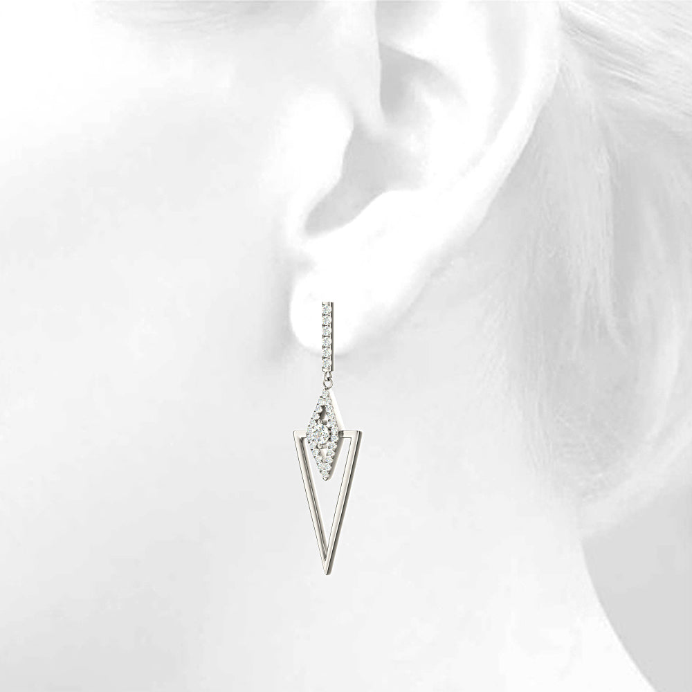 0.50 ctw Diamond Drop Earrings Modern Cocktail Style - 14K Yellow Gold
