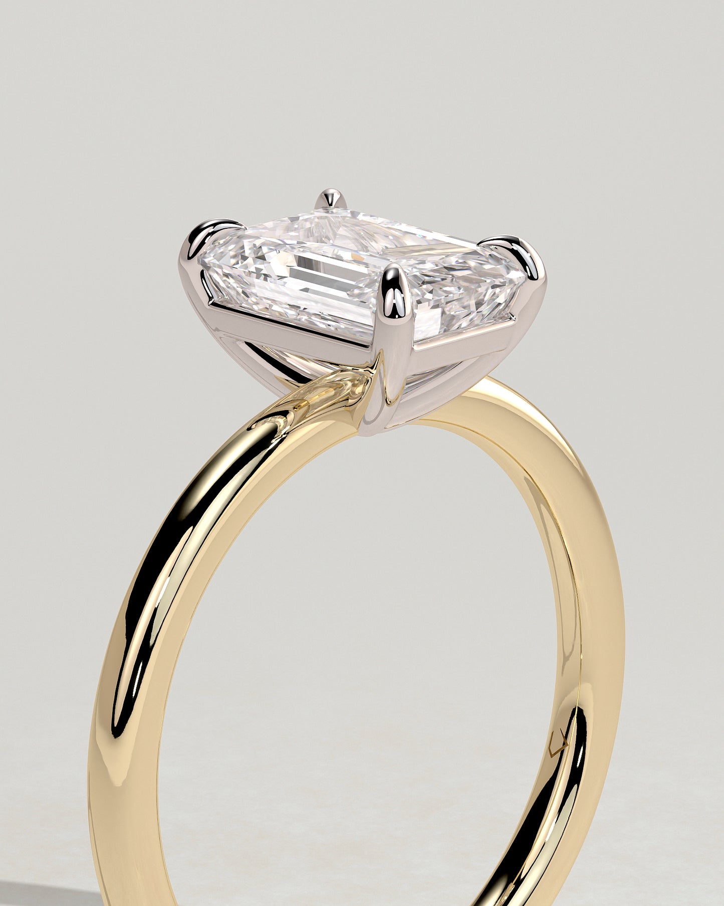 Alina - Emerald Claw Solitaire Engagement Ring - Yellow Two-Tone - Yellow Two-Tone 2ct