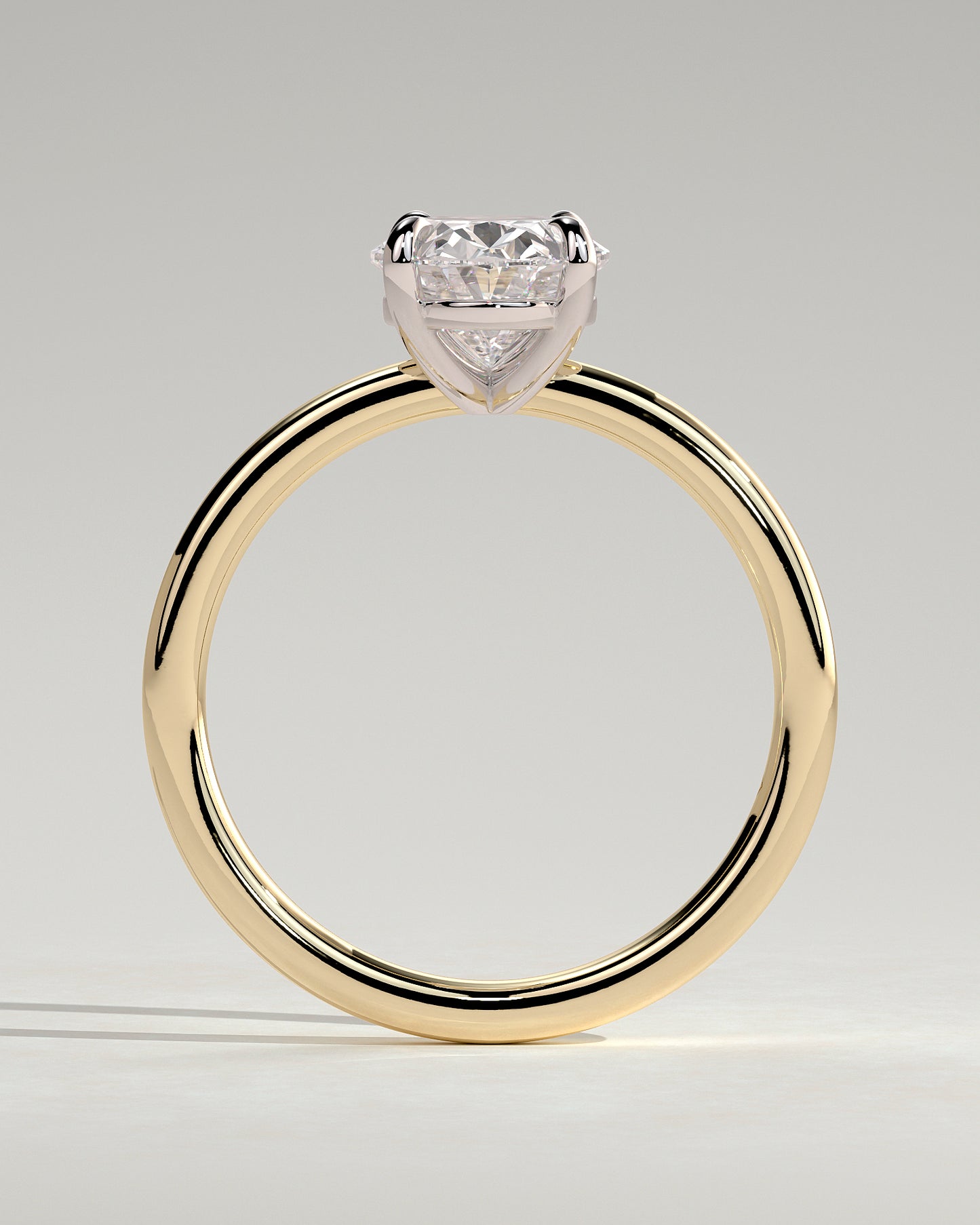 Daisy - Classic Oval Claw Solitaire Engagement Ring - Yellow Two-Tone - Yellow Two-Tone 2ct
