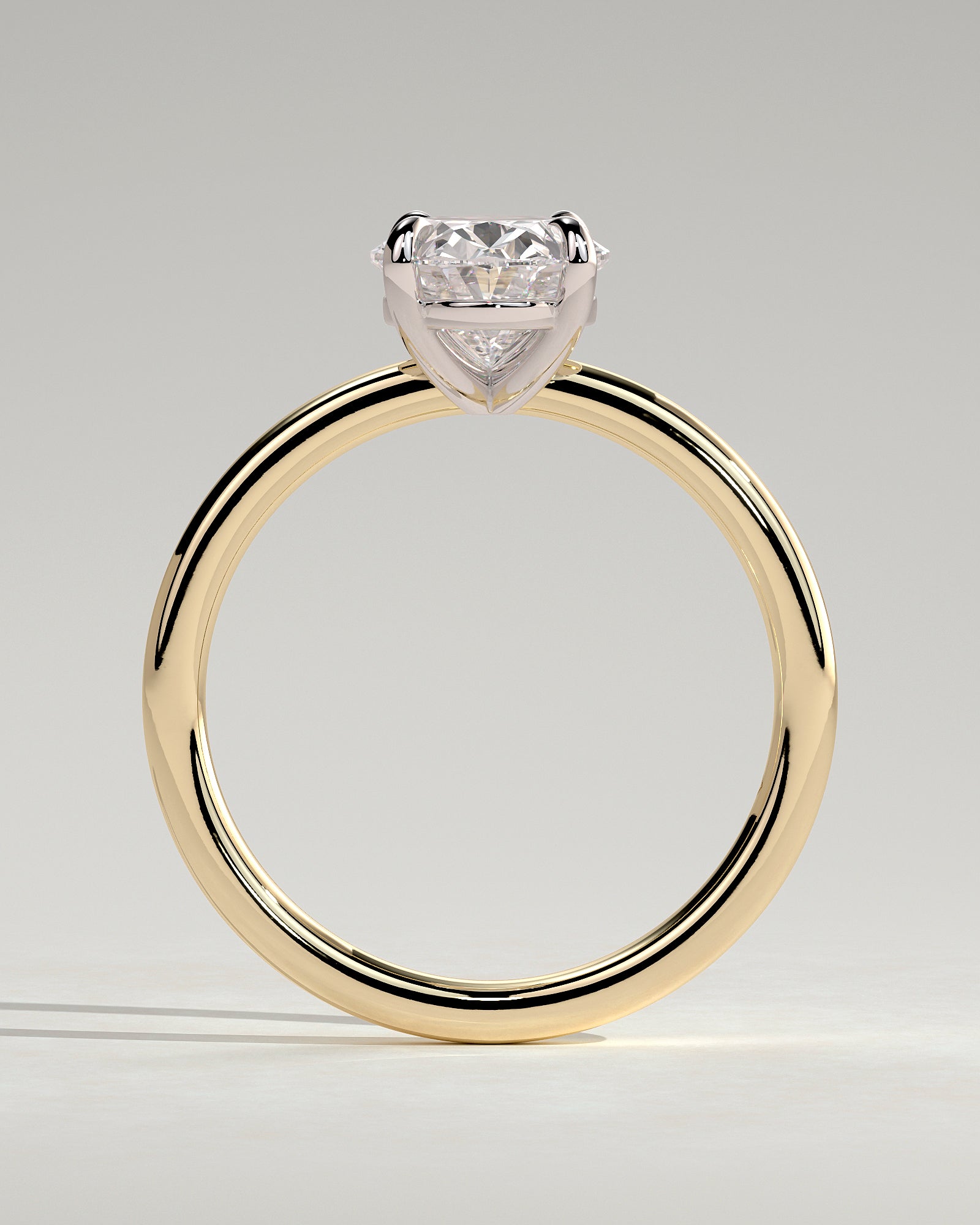 Daisy - Classic Oval Claw Solitaire Engagement Ring - Yellow Two-Tone - Yellow Two-Tone 2ct