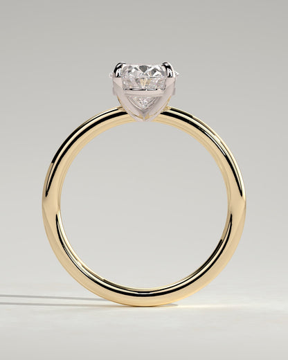 Daisy - Classic Oval Claw Solitaire Engagement Ring - Yellow Two-Tone
