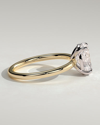 Daisy - Classic Oval Claw Solitaire Engagement Ring - Yellow Two-Tone