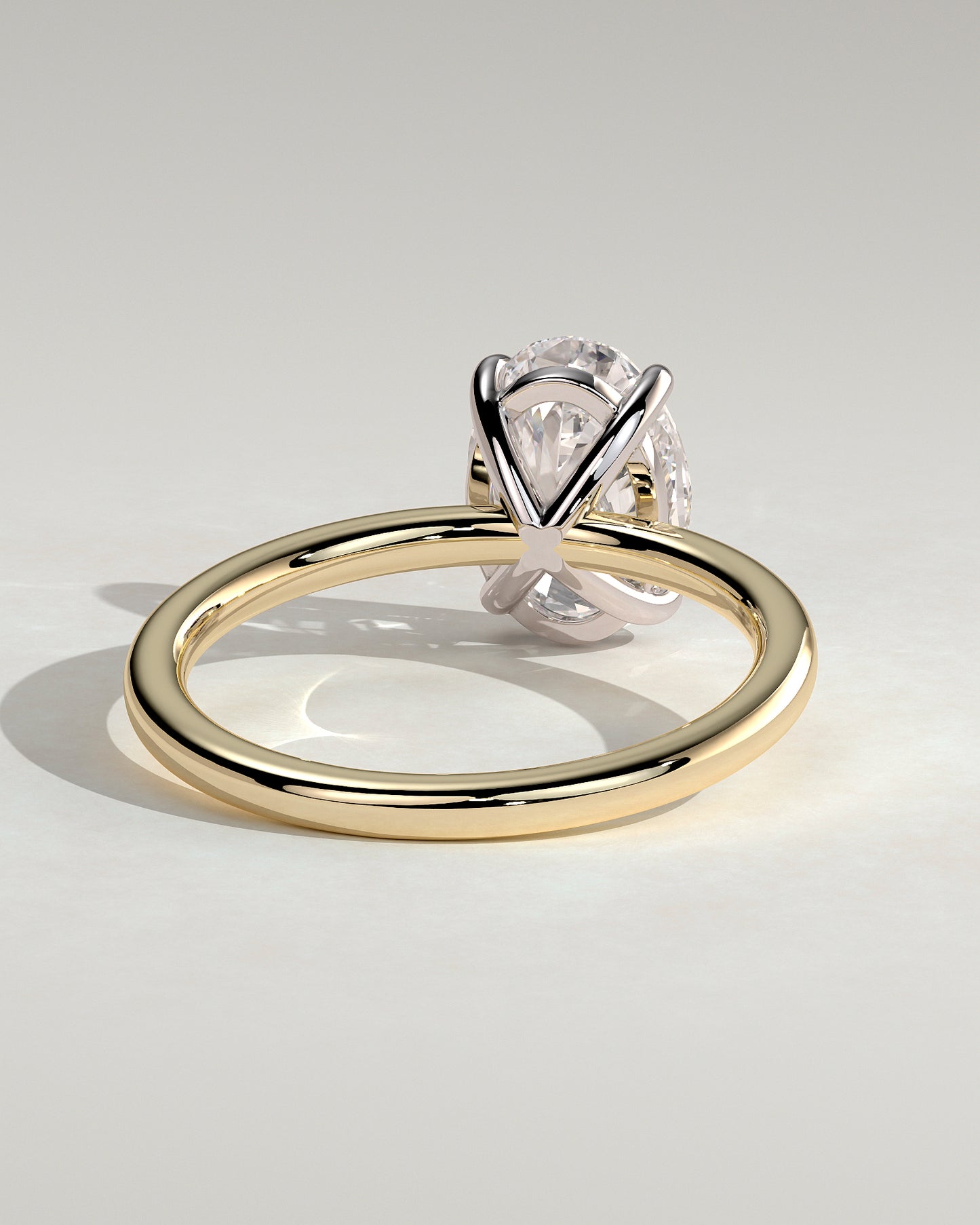 Daisy - Classic Oval Claw Solitaire Engagement Ring - Yellow Two-Tone - Yellow Two-Tone 2ct