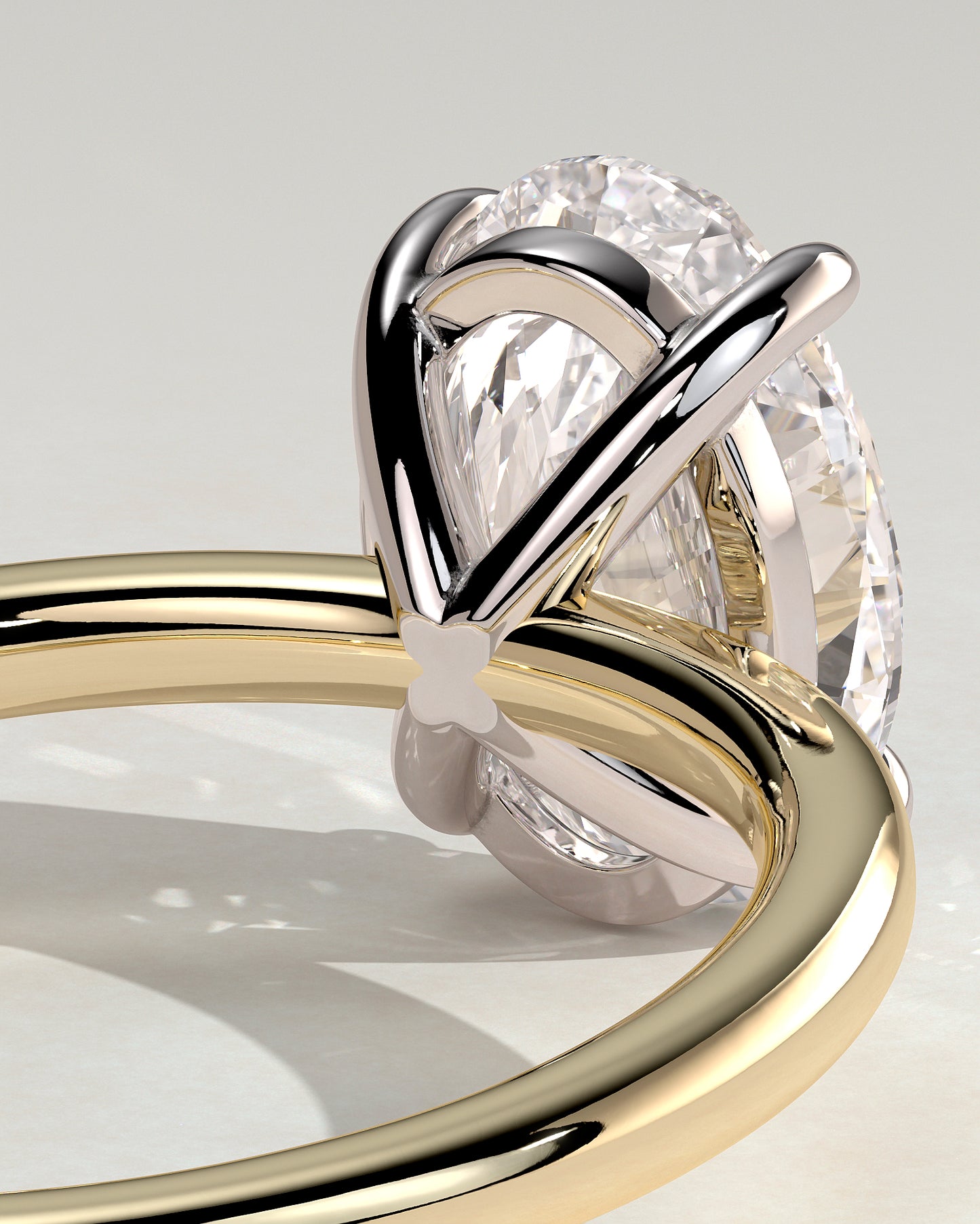 Daisy - Classic Oval Claw Solitaire Engagement Ring - Yellow Two-Tone - Yellow Two-Tone 2ct
