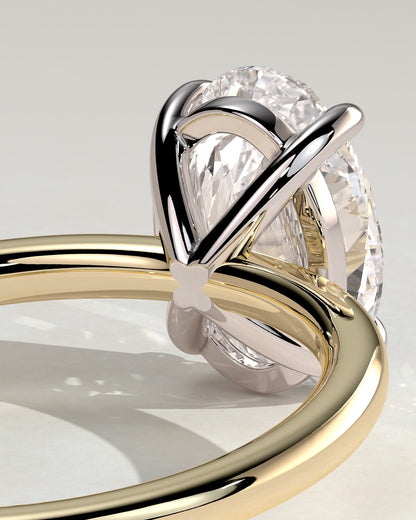 Daisy - Classic Oval Claw Solitaire Engagement Ring - Yellow Two-Tone