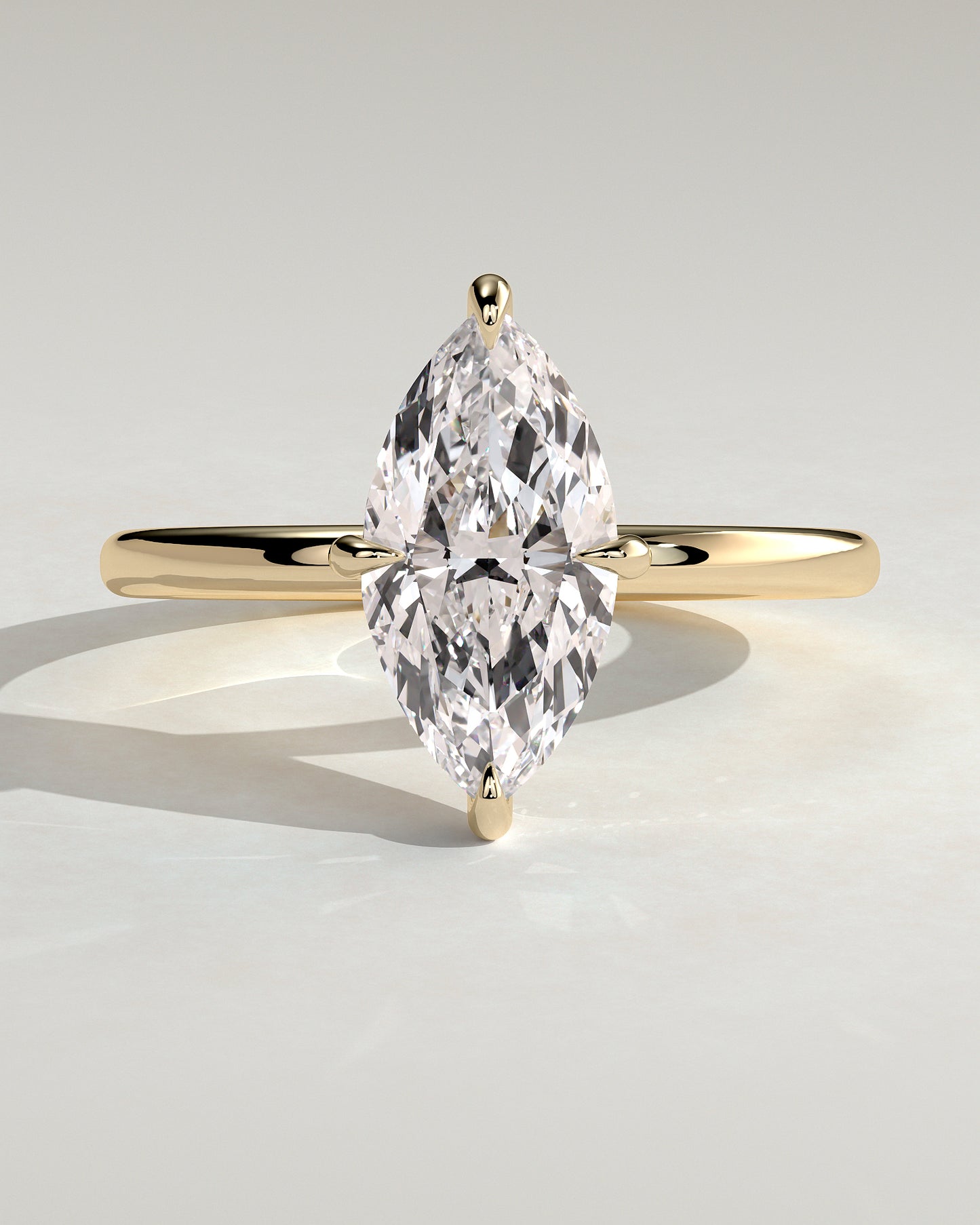 Hellen - Marquise Claw Solitaire with Hidden Halo Engagement Ring - Platinum
