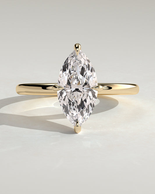 Hellen - Marquise Claw Solitaire with Hidden Halo Engagement Ring - Platinum