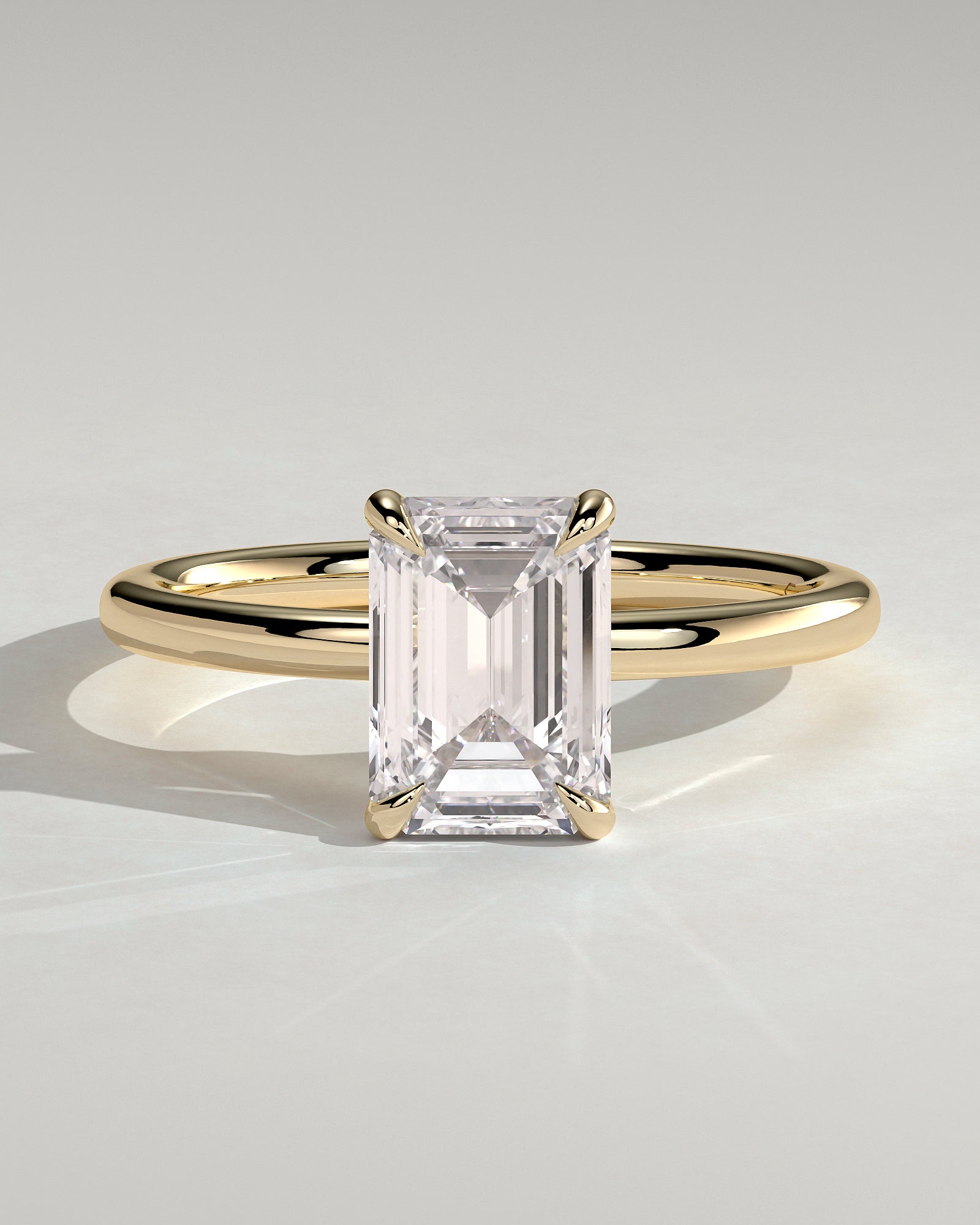 Alina - Emerald Claw Solitaire Engagement Ring - Yellow Gold - Yellow Gold 2ct