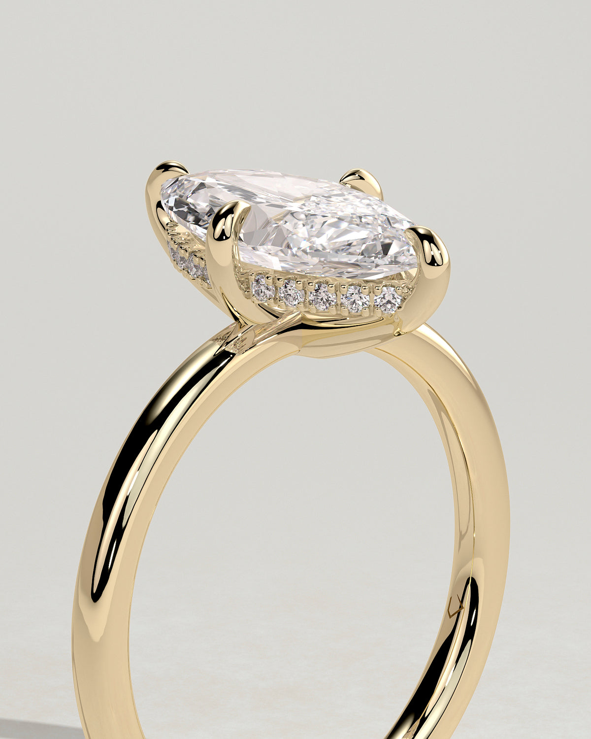 Hellen - Marquise Claw Solitaire with Hidden Halo Engagement Ring - Platinum